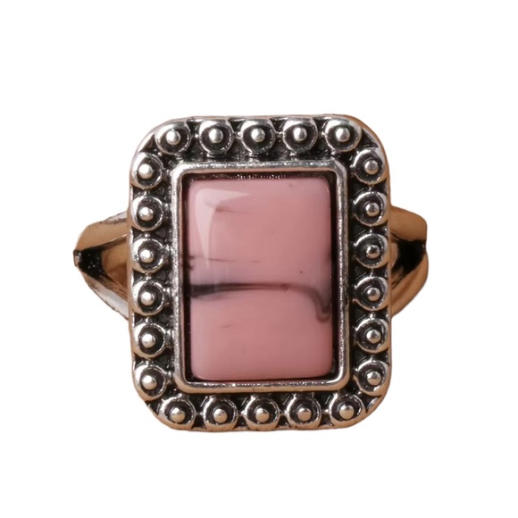 Pink Marble Resin Stone Silver Antique Style - Picture 2 of 6